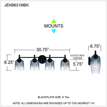 Jenson 4 Light Bath Light in Matte Black 2