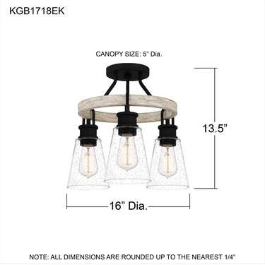 Kingsbridge 3 Light Semi-Flush Mount in Earth Black 2