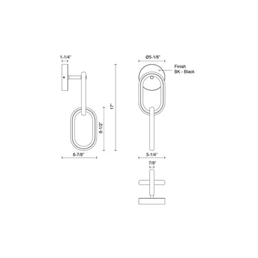 Kuzco Airen WS92617-BK-UNV 17 Inch LED Wall Sconce 2