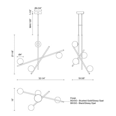 Kuzco Amara CH89832 32 Inch LED Chandelier 2