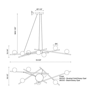 Kuzco Amara CH89854 54 Inch LED Chandelier 3