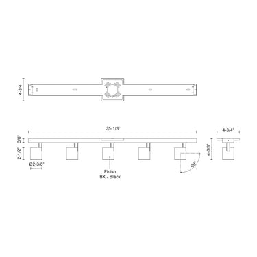 Kuzco Arnold TR19035-BK-5CCT-UNV-010 5-Head LED Track Light 6