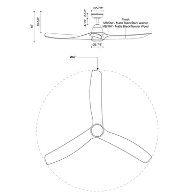 Kuzco Baylor CF77860 60 Inch LED Ceiling Fan 9