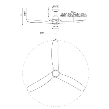 Kuzco Baylor CF97860 60 Inch LED Ceiling Fan 10