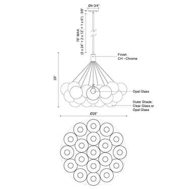 Kuzco Bolla CH3128 28 Inch LED Chandelier 3
