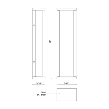 Kuzco Bravo EW70720-BK 20 Inch LED Exterior Wall Sconce 2