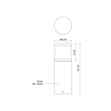 Kuzco Chadworth EB46418-BK-UNV 18 Inch LED Exterior Bollard 1