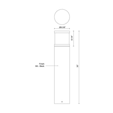 Kuzco Chadworth EB46430-BK-UNV 30 Inch LED Exterior Bollard 1