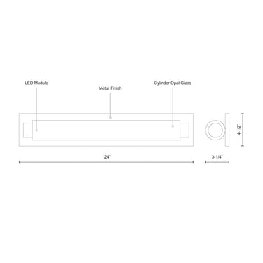 Kuzco Charleston VL7524-CH 24 Inch LED Vanity Light 2