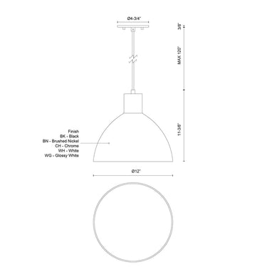 Kuzco Chroma PD1712 12 Inch LED Pendant 3