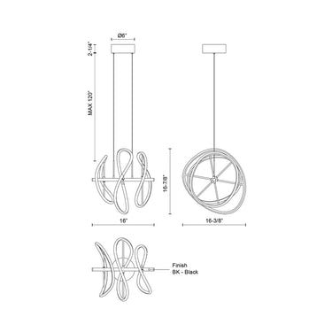 Kuzco Collide PD96416-BK-UNV-010 16 Inch LED Pendant 3