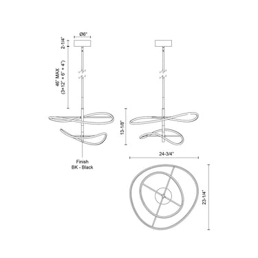 Kuzco Collide PD96424-BK-UNV 24 Inch LED Pendant 2