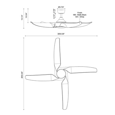 Kuzco Coronado CF90955 56 Inch LED Ceiling Fan 10