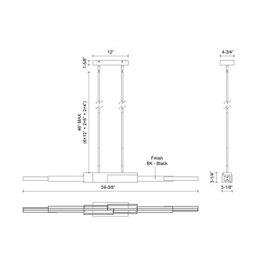 Kuzco Enzo LP29560-BK-UNV 60 Inch LED Linear Pendant 3