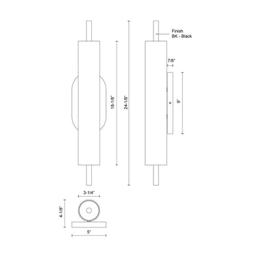 Kuzco Estes EW72724-BK 24 Inch LED Exterior Wall Sconce 2