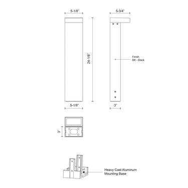 Kuzco Evans EB45624-BK-UNV 24 Inch LED Exterior Bollard 6
