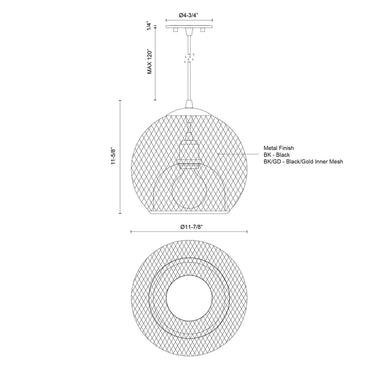 Kuzco Gibraltar 494412 12 Inch Pendant 1