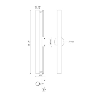 Kuzco Gramercy WS70136-BK-UNV 36 Inch LED Wall Sconce 2