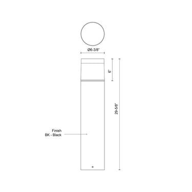 Kuzco Hanover EB49730-BK-UNV 30 Inch LED Exterior Bollard 1