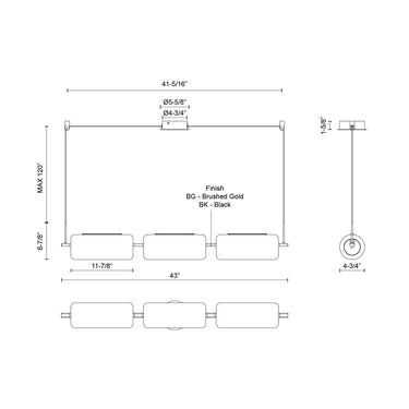 Kuzco Hilo LP28543 43 Inch LED Linear Pendant 1