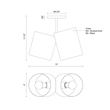 Kuzco Keiko SF58814 14 Inch Semi-Flush Mount 6