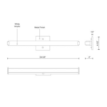 Kuzco Latitude-Slim VL4725-CH 25 Inch LED Vanity Light 1