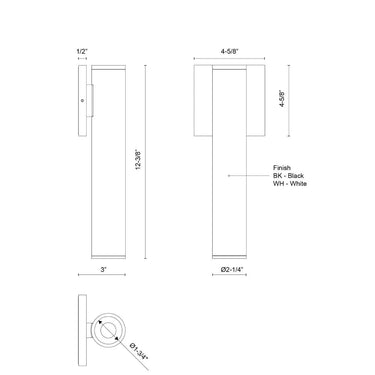 Kuzco Lorna 12-in (2-in Dia.) Interior/Exterior Wall Sconce 4