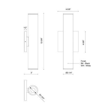 Kuzco Lorna 12-in (2-in Dia.) Wall Sconce Up/Down Light 4
