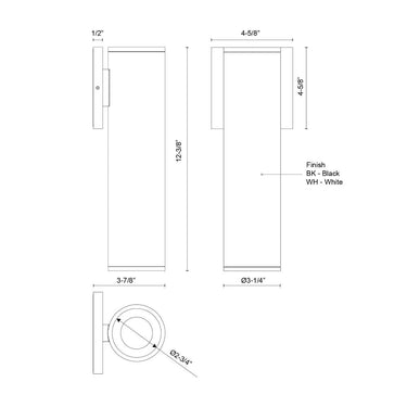 Kuzco Lorna 12-in (3-in Dia.) Interior/Exterior Wall Sconce 4