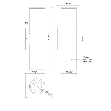 Kuzco Lorna 12-in (3-in Dia.) Wall Sconce Up/Down Light 5