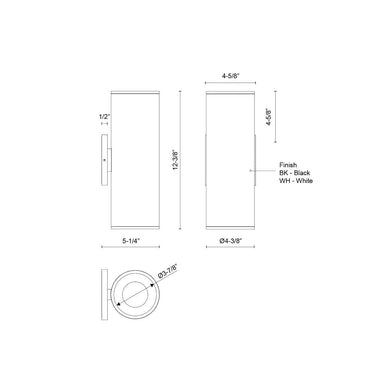 Kuzco Lorna 12-in (4-in Dia.) Wall Sconce Up/Down Light 4