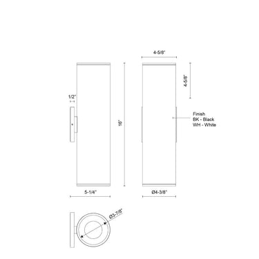 Kuzco Lorna 16-in (4-in Dia.) Wall Sconce Up/Down Light 4
