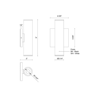 Kuzco Lorna 9-in (2-in Dia.) Wall Sconce Up/Down Light 4