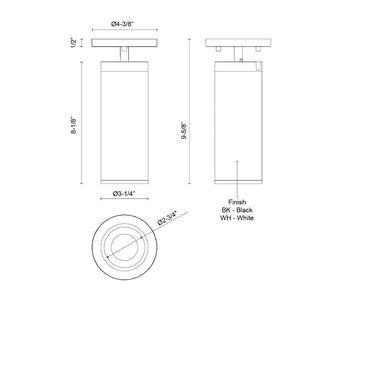 Kuzco Lorna 9-in (3-in Dia.) Adjustable Ceiling Mount 4
