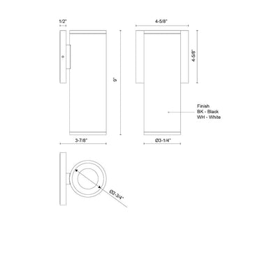 Kuzco Lorna 9-in (3-in Dia.) Interior/Exterior Wall Sconce 4
