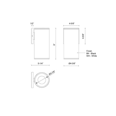Kuzco Lorna 9-in (4-in Dia.) Interior/Exterior Wall Sconce 3