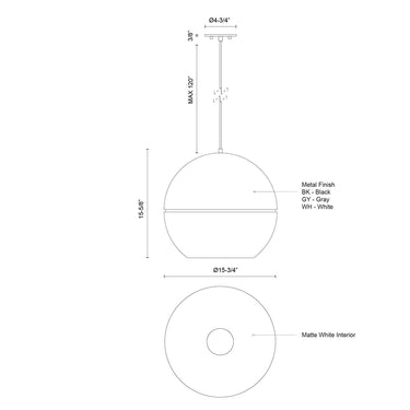 Kuzco Lucas 494016 16 Inch Pendant 2