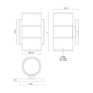 Kuzco Lund EW3207 7 Inch LED Exterior Wall Sconce 3