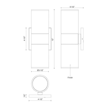 Kuzco Lund EW3212 12 Inch LED Exterior Wall Sconce 1