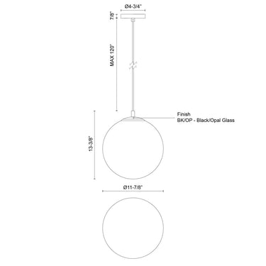 Kuzco Marco PD34212-BK/OP 12 Inch Pendant 4