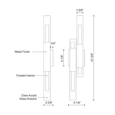 Kuzco Martelo WS53322-CH 22 Inch LED Wall Sconce 2