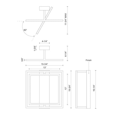 Kuzco Mondrian SF16316 16 Inch LED Semi-Flush Mount 3