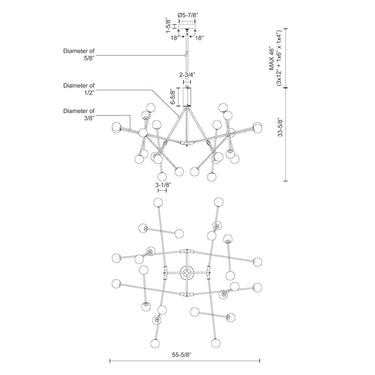 Kuzco Moto CH97358-BK-UNV 56 Inch LED Chandelier 3