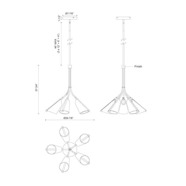 Kuzco Mulberry CH62628 28 Inch LED Chandelier 3