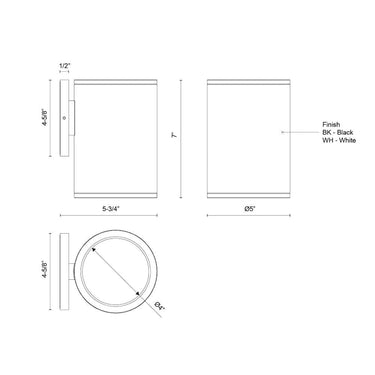 Kuzco Nordic 7-in (5-in Dia.) Exterior Wall 3