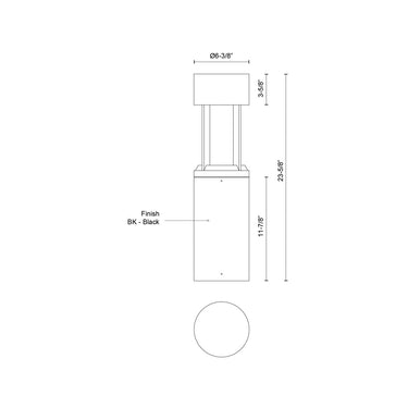Kuzco Novato EB40924-BK-UNV 24 Inch LED Exterior Bollard 1