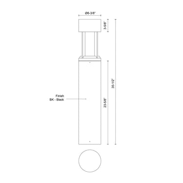 Kuzco Novato EB40936-BK-UNV 36 Inch LED Exterior Bollard 2