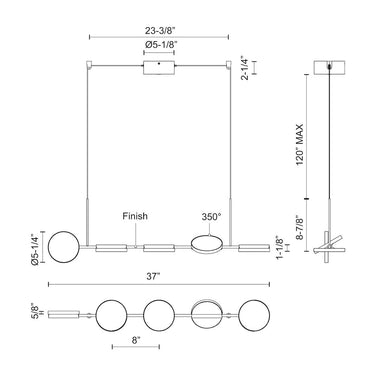Kuzco Novel LP72237-BK-UNV 37 Inch LED Linear Pendant 5