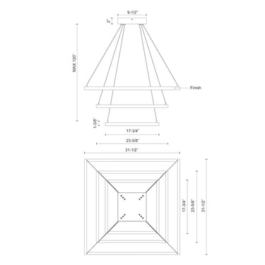 Kuzco Piazza CH88332 32 Inch LED Chandelier 2
