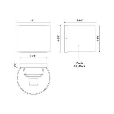 Kuzco Rene EW39506-BK-UNV 6 Inch LED Exterior Wall Sconce 2